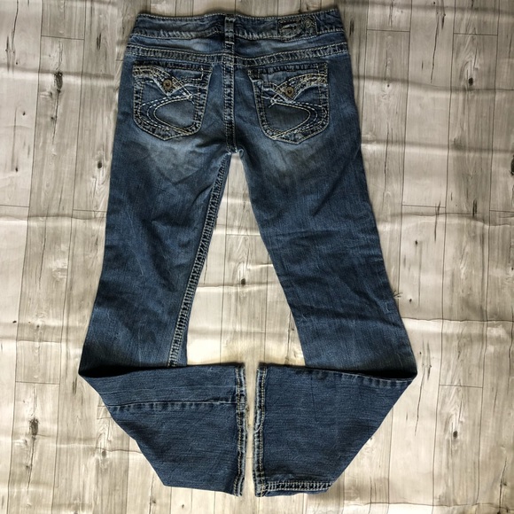 Silver Jeans Womens Size 27 Distressed Bootcut Jeans Blue Denim - Picture 1 of 14